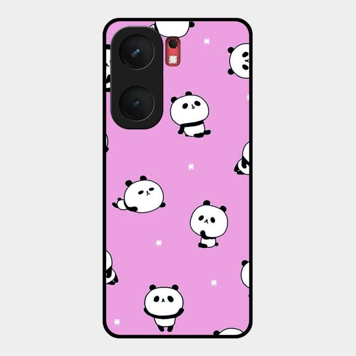 Cute Panda Pink Glass Case Cover For Iqoo Neo 9 Pro 5G