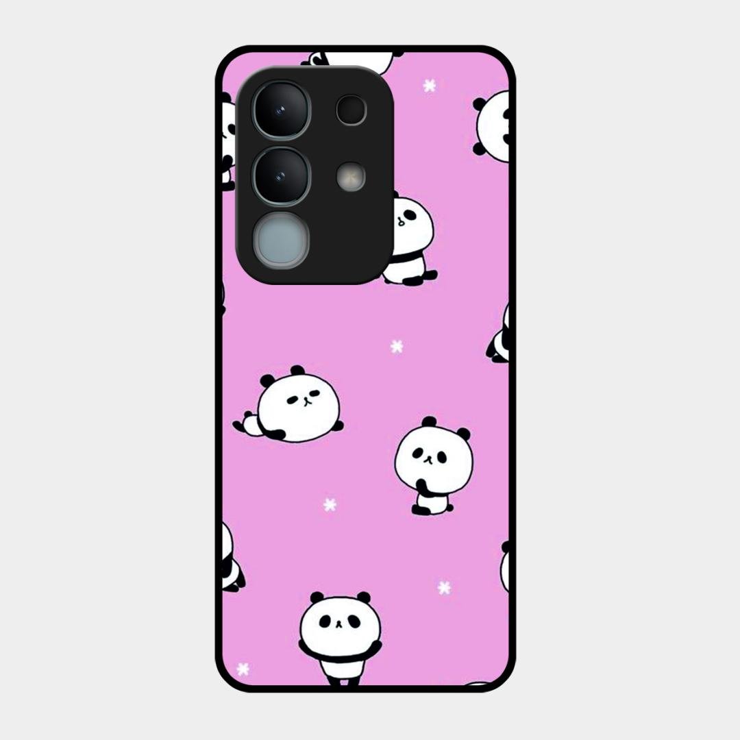 Cute Panda Pink Glass Case Cover For iQOO Z10x 5G