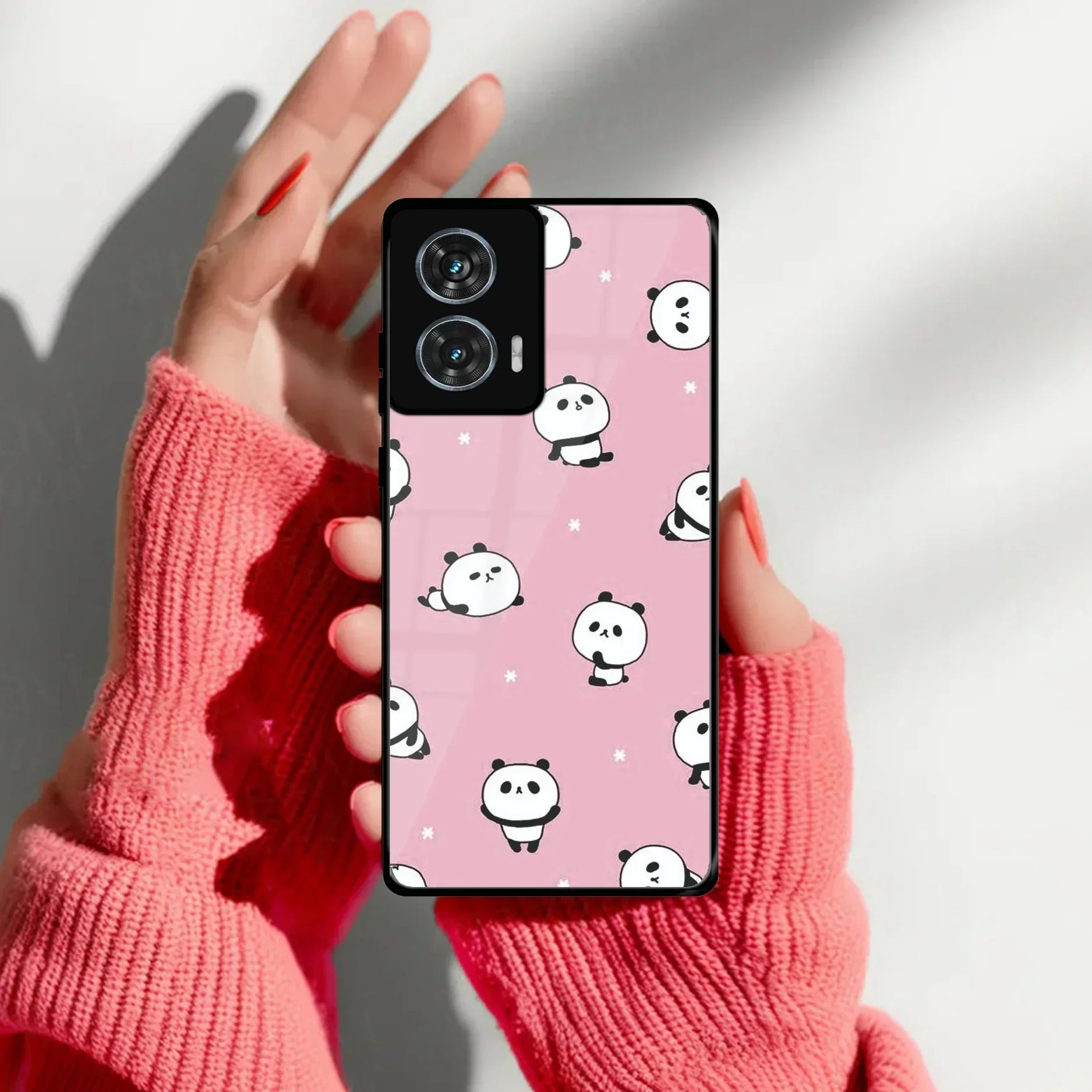 Cute Panda Pink Glass Case Cover For Motorola - ShopOnCliQ