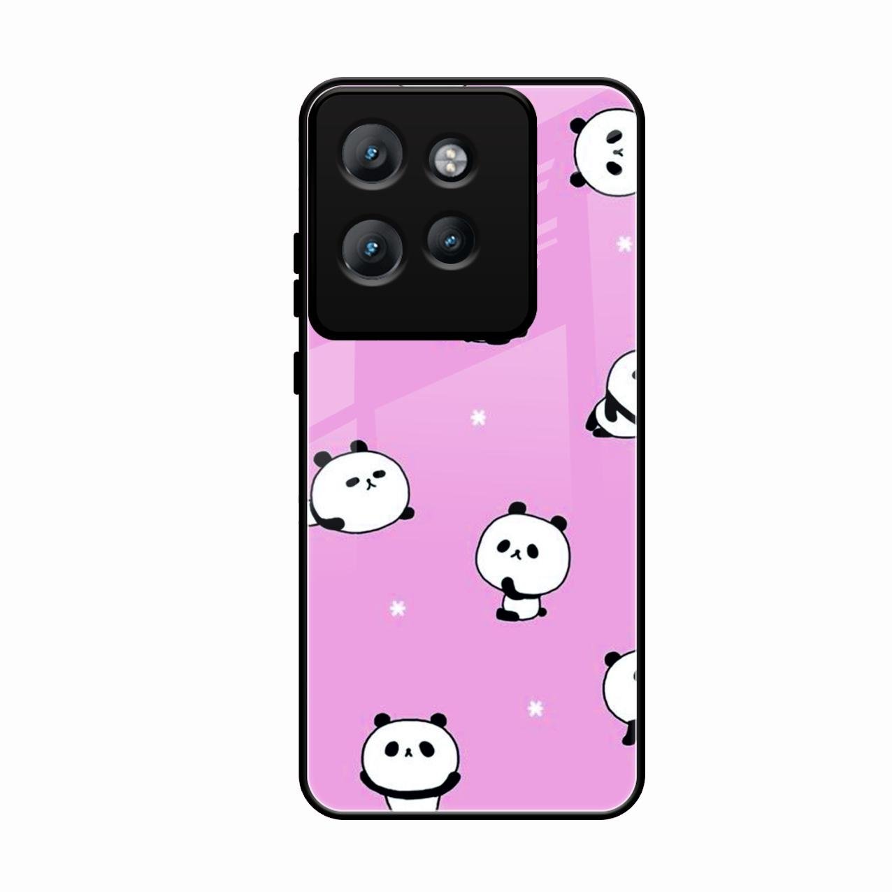 Cute Panda Pink Glass Case Cover For Motorola Edge 50 Neo