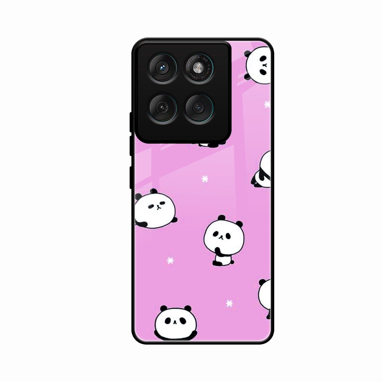 Cute Panda Pink Glass Case Cover For Motorola Edge 60 Fusion 5G