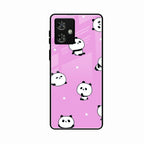 Cute Panda Pink Glass Case Cover For Motorola G64 5G