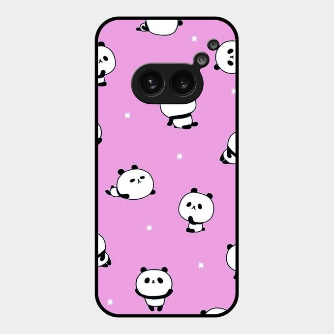 Cute Panda Pink Glass Case Cover For Nothing Phone 2A 5G