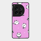 Cute Panda Pink Glass Case Cover For Oneplus 12 5G