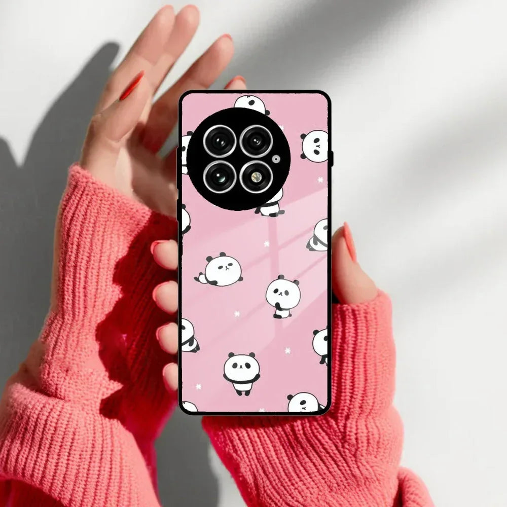 Cute Panda Pink Glass Case Cover For Oneplus - ShopOnCliQ