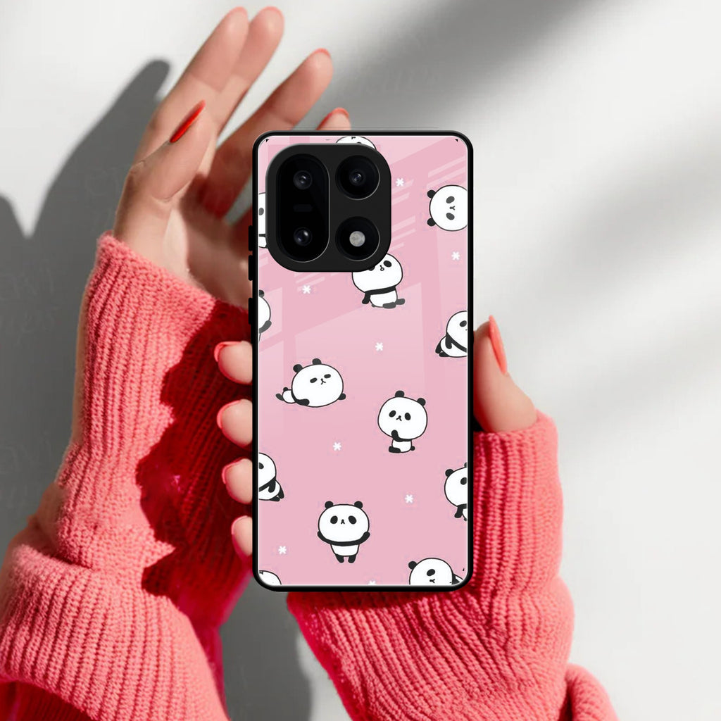 Cute Panda Pink Glass Case Cover For OnePlus 15 5G