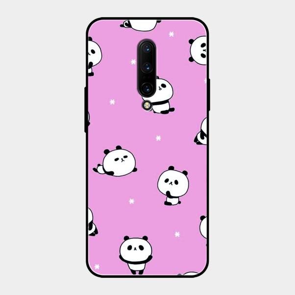 Cute Panda Pink Glass Case Cover For Oneplus 7 Pro