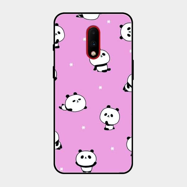 Cute Panda Pink Glass Case Cover For Oneplus 7