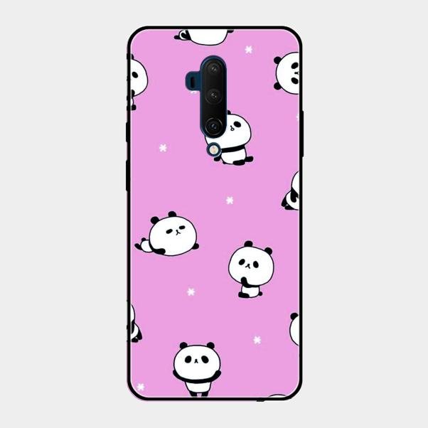 Cute Panda Pink Glass Case Cover For Oneplus 7T Pro