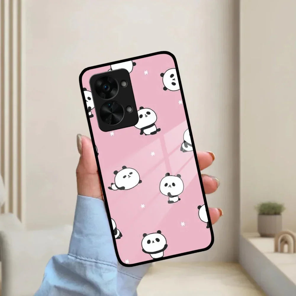 Cute Panda Pink Glass Case Cover For Oneplus - ShopOnCliQ