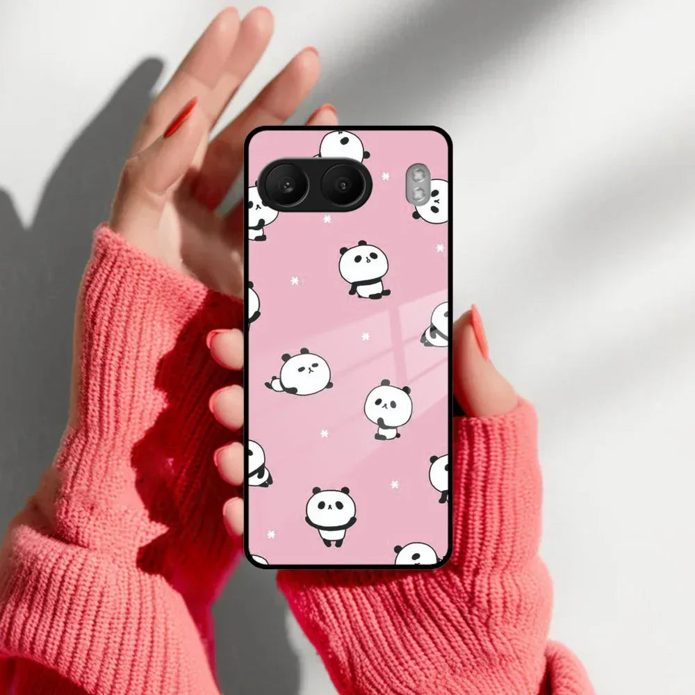 Cute Panda Pink Glass Case Cover For Oneplus - ShopOnCliQ