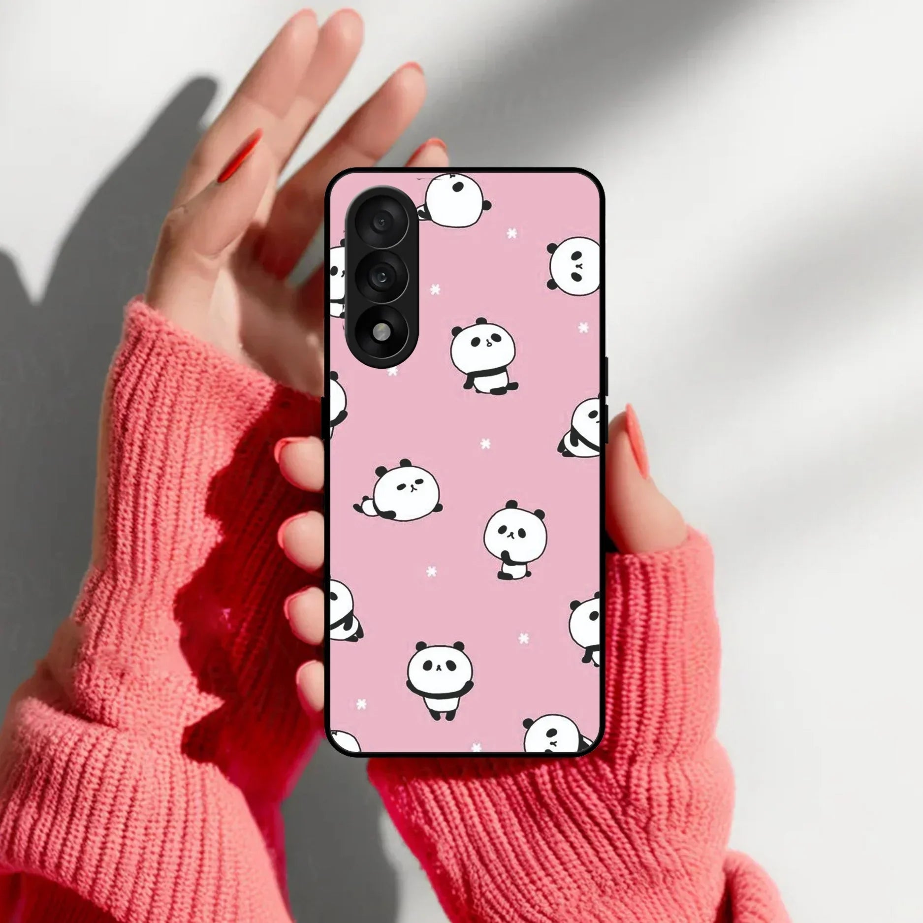 Cute Panda Pink Glass Case Cover For Oneplus - ShopOnCliQ