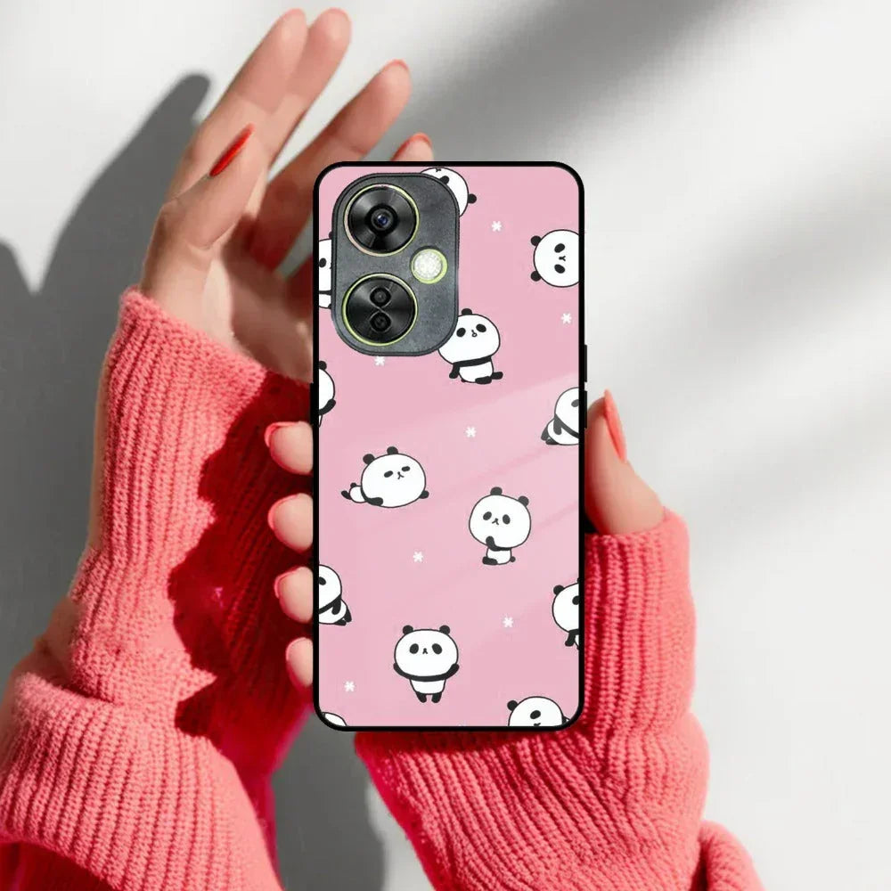 Cute Panda Pink Glass Case Cover For Oneplus - ShopOnCliQ