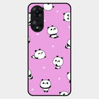 Cute Panda Pink Glass Case Cover For Oppo A78 5G