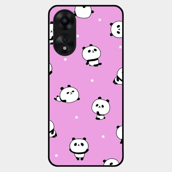 Cute Panda Pink Glass Case Cover For Oppo A78 5G