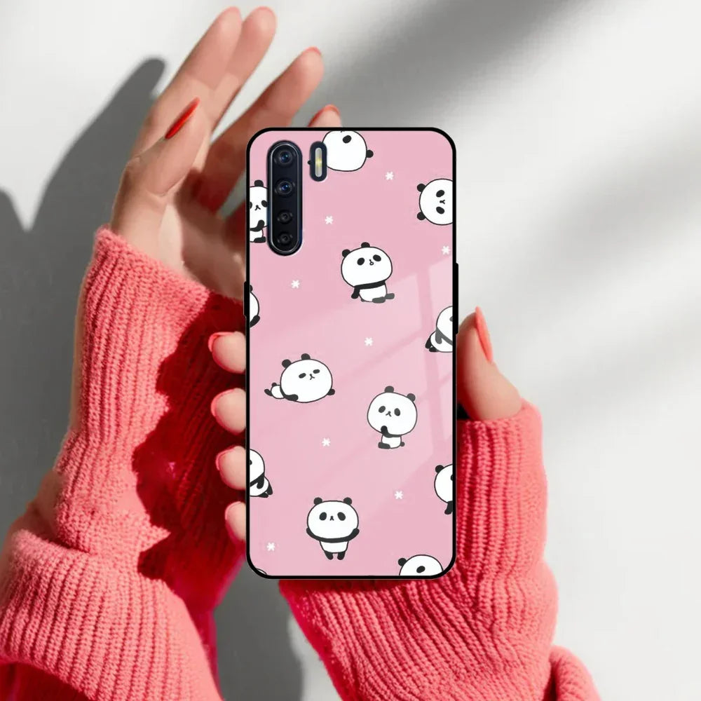 Cute Panda Pink Glass Case Cover For Oppo - ShopOnCliQ