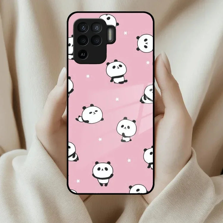 Cute Panda Pink Glass Case Cover For Oppo - ShopOnCliQ
