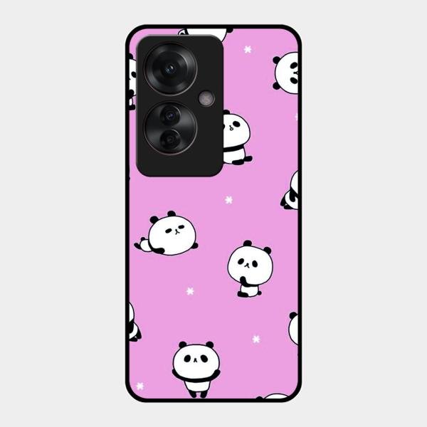 Cute Panda Pink Glass Case Cover For Oppo F25 Pro 5G