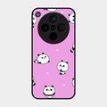 Cute Panda Pink Glass Case Cover For Oppo Find X8 5G