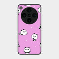 Cute Panda Pink Glass Case Cover For Oppo Find X8 Pro 5G
