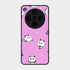 Cute Panda Pink Glass Case Cover For Oppo Find X8 Pro 5G