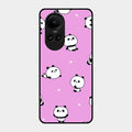 Cute Panda Pink Glass Case Cover For Oppo Reno 10 5G