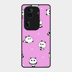 Cute Panda Pink Glass Case Cover For Oppo Reno 11 Pro 5G