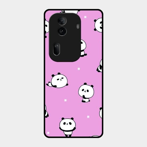 Cute Panda Pink Glass Case Cover For Oppo Reno 11 Pro 5G