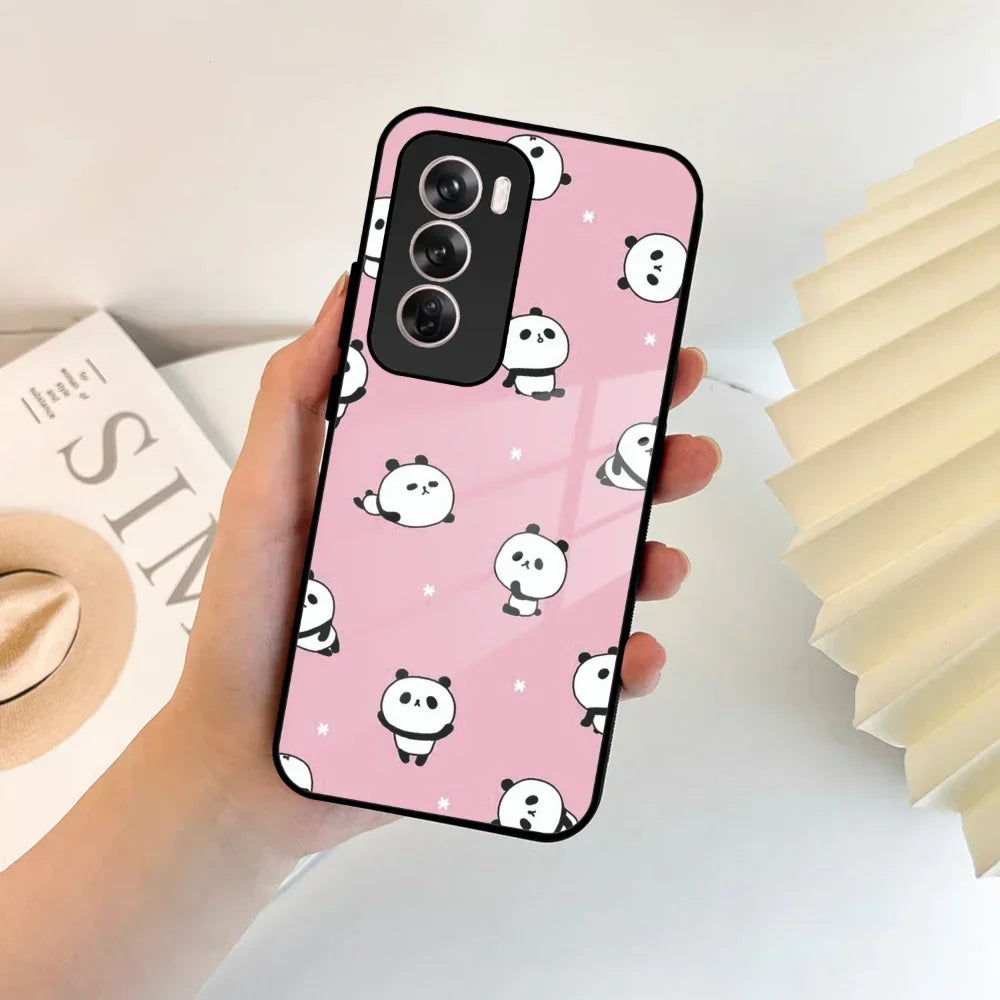 Cute Panda Pink Glass Case Cover For Oppo - ShopOnCliQ