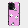 Cute Panda Pink Glass Case Cover For Oppo Reno 13 5G
