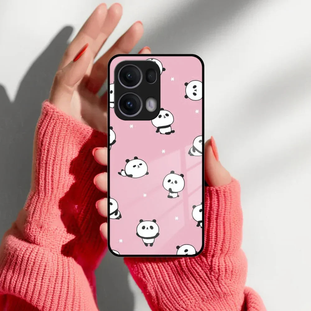 Cute Panda Pink Glass Case Cover For Oppo - ShopOnCliQ