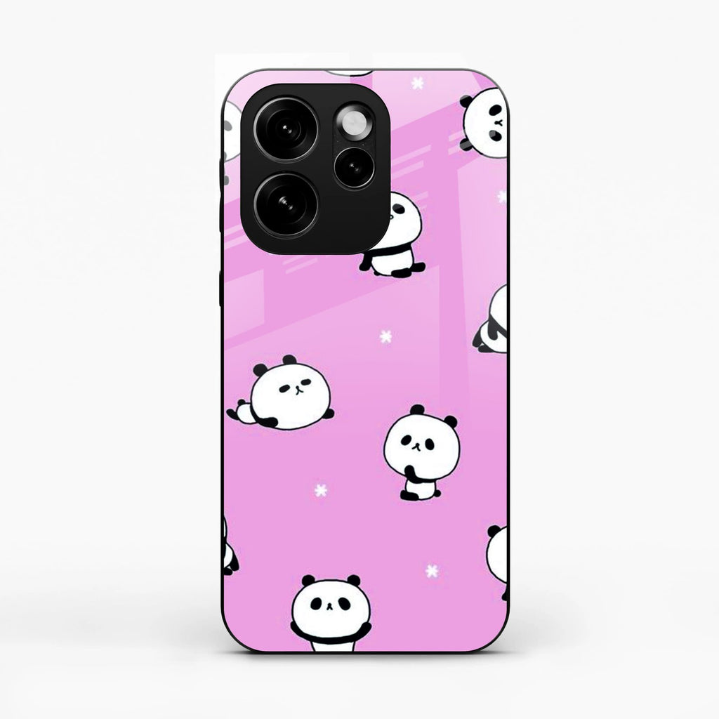 Cute Panda Pink Glass Case Cover For Oppo Reno 15C 5G