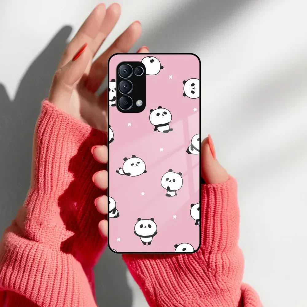 Cute Panda Pink Glass Case Cover For Oppo - ShopOnCliQ