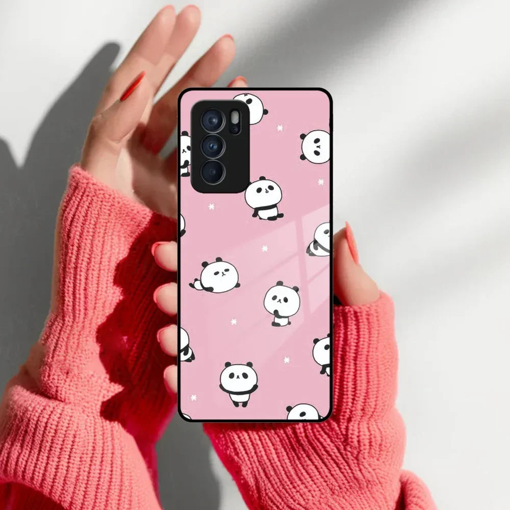 Cute Panda Pink Glass Case Cover For Oppo - ShopOnCliQ