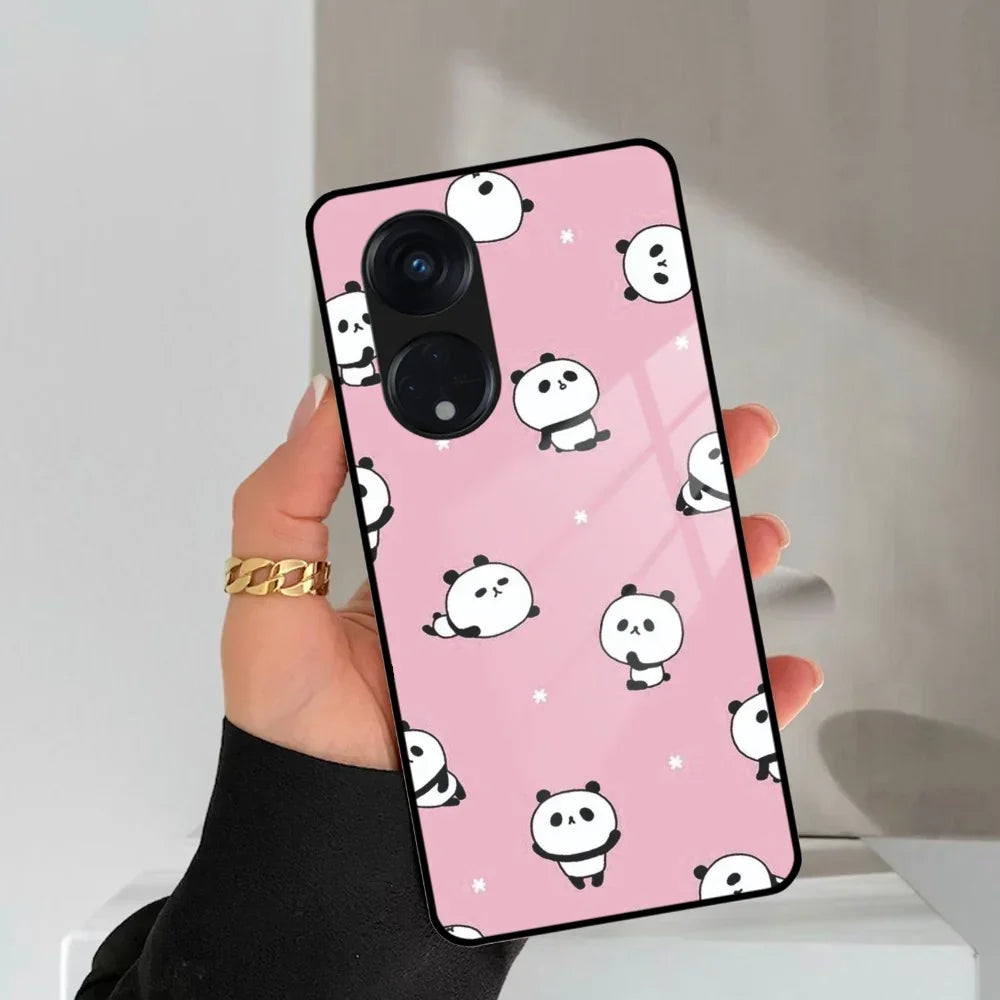 Cute Panda Pink Glass Case Cover For Oppo - ShopOnCliQ