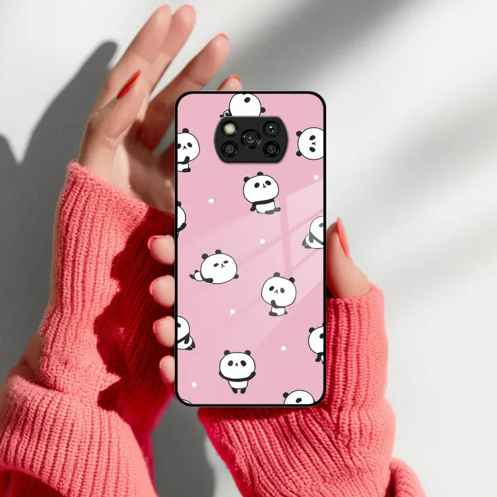 Cute Panda Pink Glass Case Cover For Poco - ShopOnCliQ