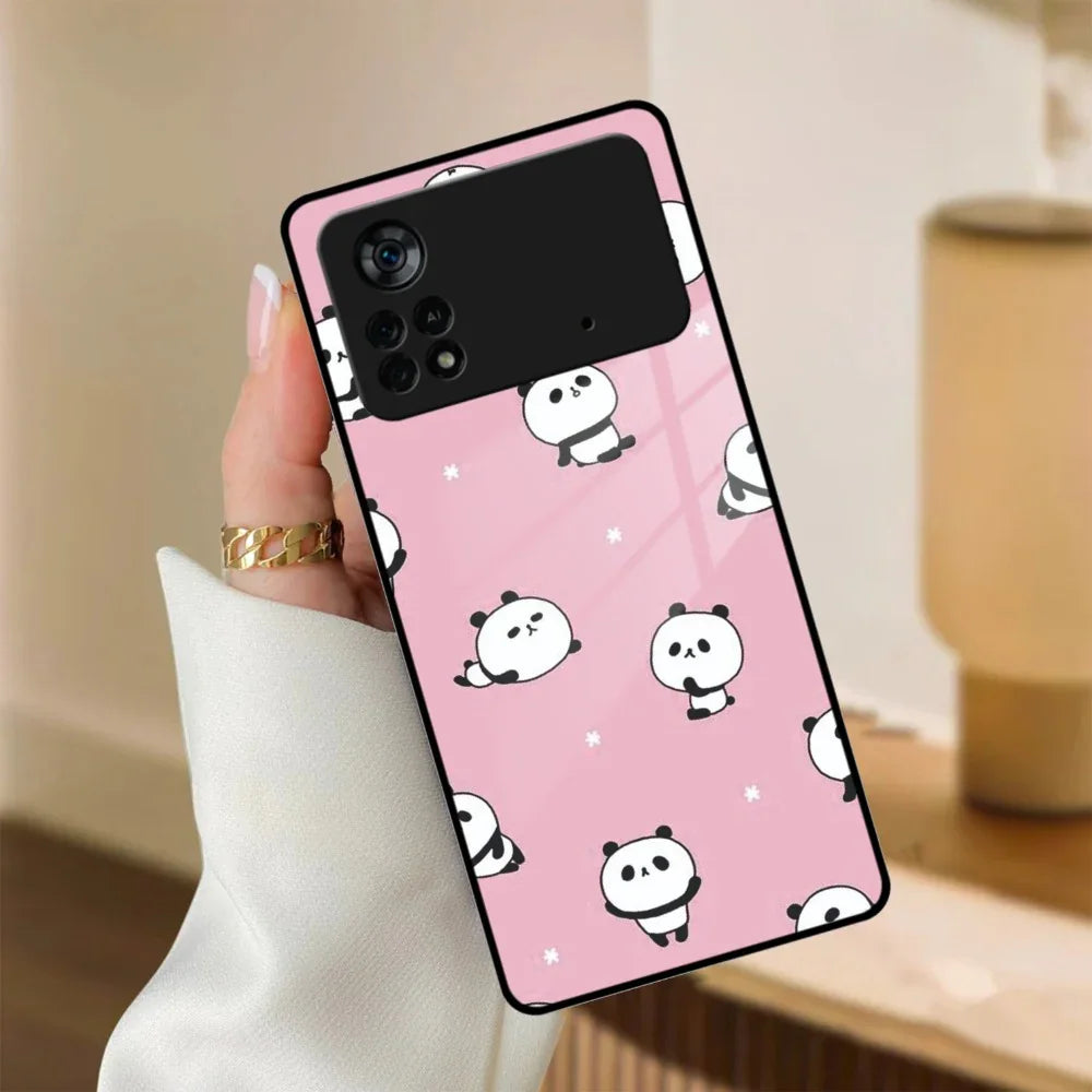 Cute Panda Pink Glass Case Cover For Poco - ShopOnCliQ