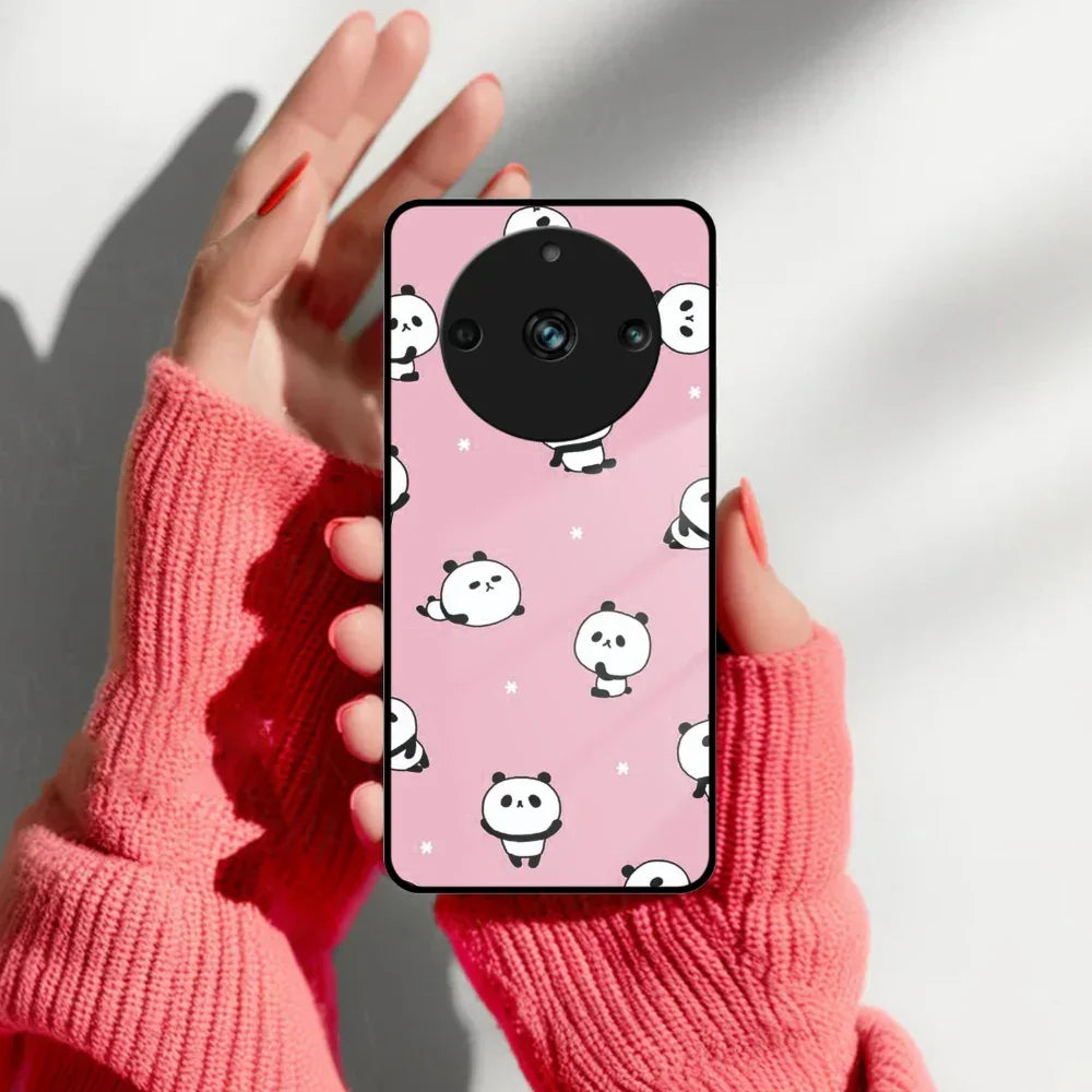 Cute Panda Pink Glass Case Cover For Realme/Narzo - ShopOnCliQ