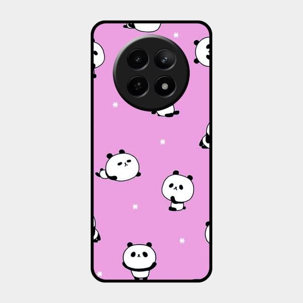 Cute Panda Pink Glass Case Cover For Realme 12X 5G