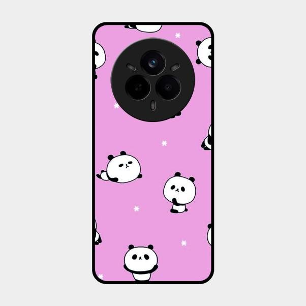 Cute Panda Pink Glass Case Cover For Realme 14 Pro Plus 5G
