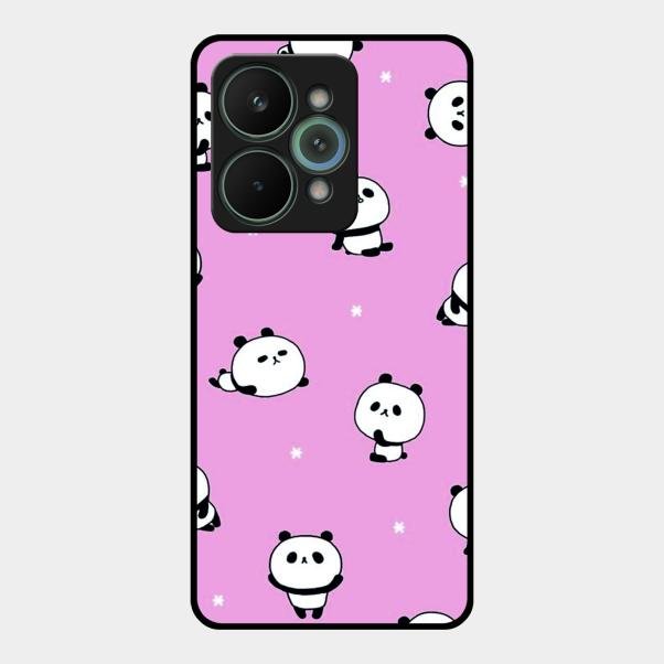 Cute Panda Pink Glass Case Cover For Realme 15 Pro 5G