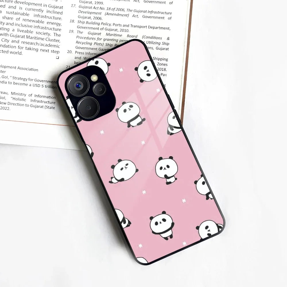 Cute Panda Pink Glass Case Cover For Realme/Narzo - ShopOnCliQ