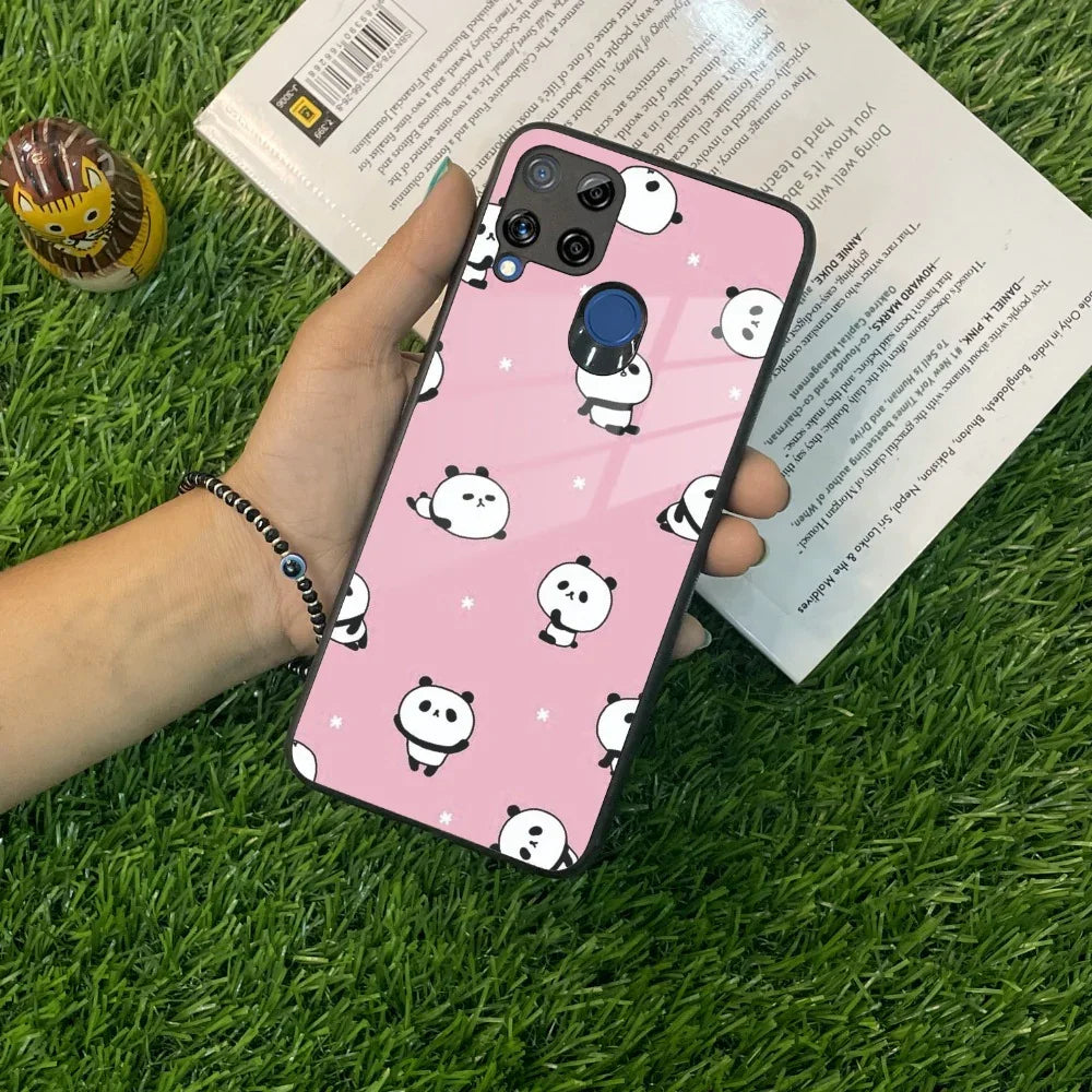 Cute Panda Pink Glass Case Cover For Realme/Narzo - ShopOnCliQ