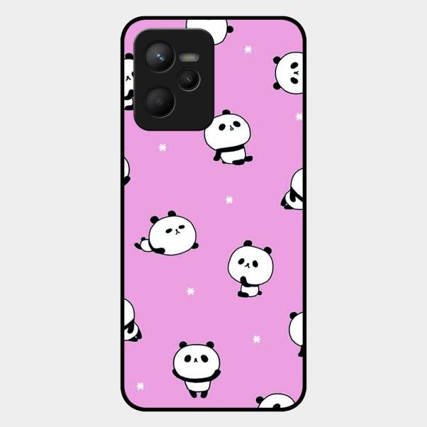 Cute Panda Pink Glass Case Cover For Realme C35