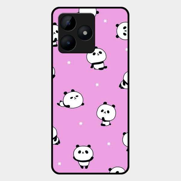 Cute Panda Pink Glass Case Cover For Realme C53
