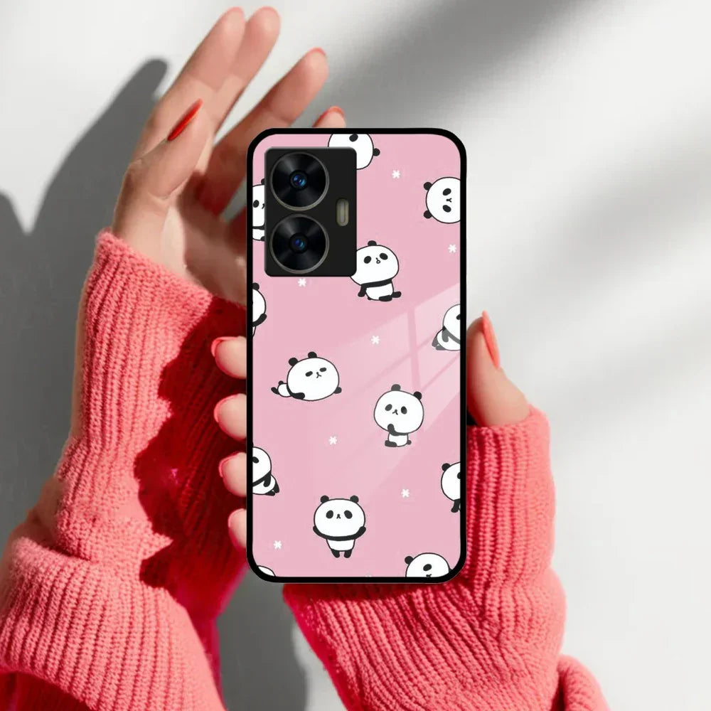 Cute Panda Pink Glass Case Cover For Realme/Narzo - ShopOnCliQ