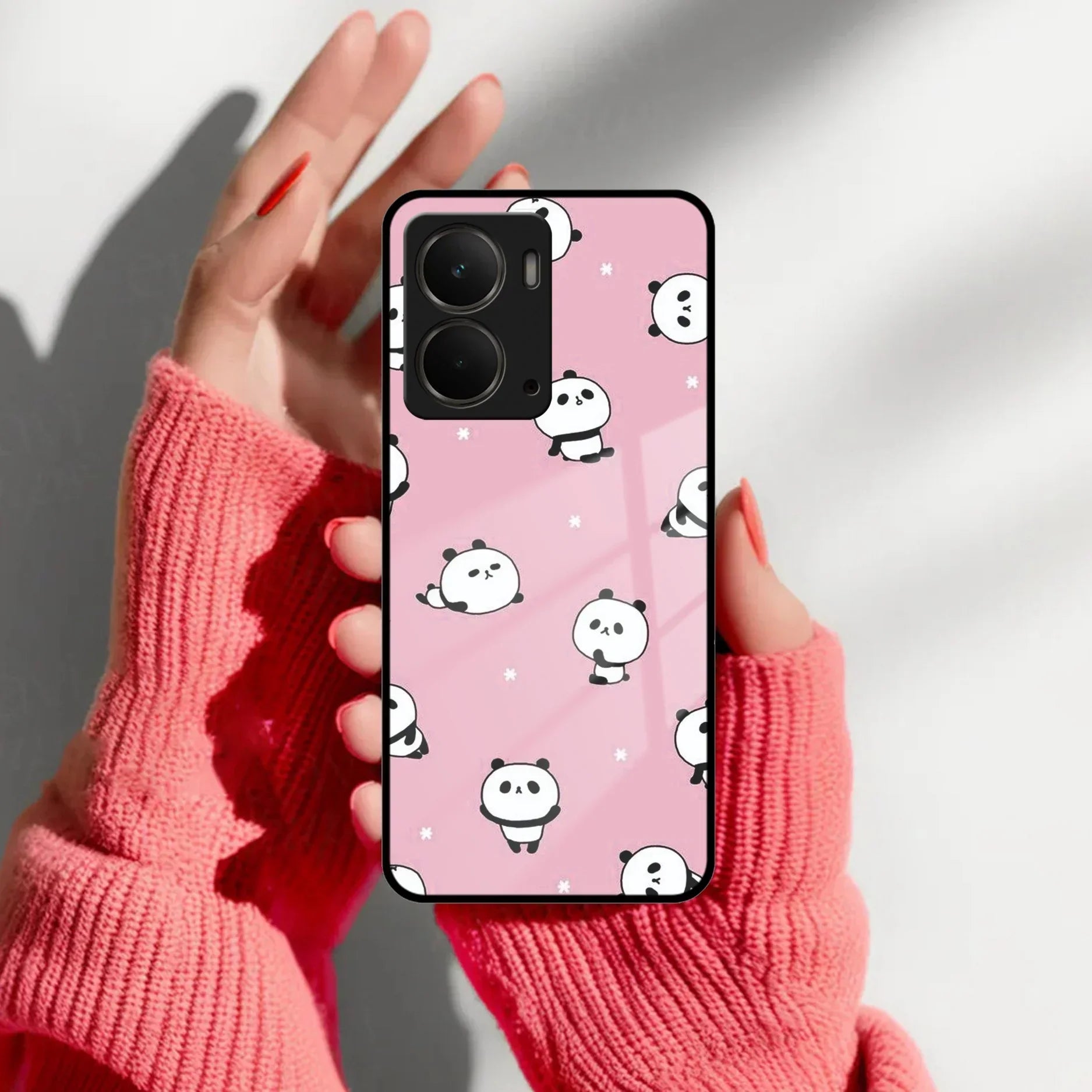 Cute Panda Pink Glass Case Cover For Realme/Narzo - ShopOnCliQ