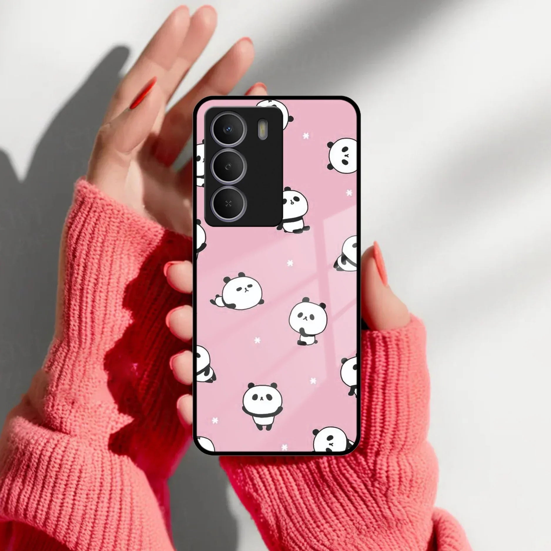 Cute Panda Pink Glass Case Cover For Realme/Narzo - ShopOnCliQ