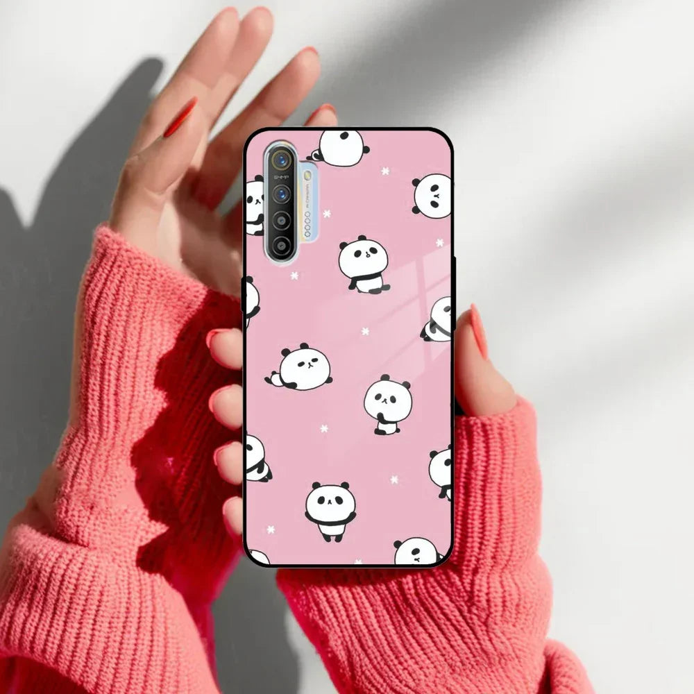 Cute Panda Pink Glass Case Cover For Realme/Narzo - ShopOnCliQ