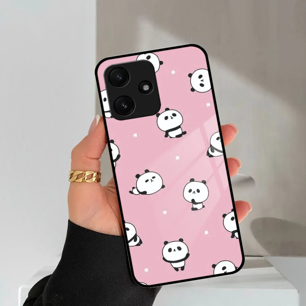 Cute Panda Pink Glass Case Cover For Poco - ShopOnCliQ